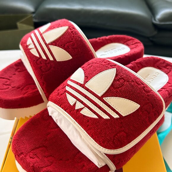 NWT men's GUCCI adidas x GUCCI GG Platform Sandal 702412 size 7 - Picture 1 of 8